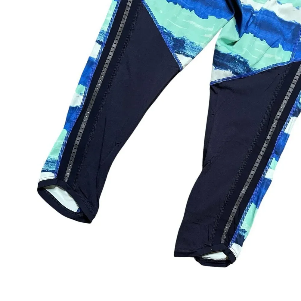 LULULEMON Pace Pusher Capri Blue Green Black Size 6